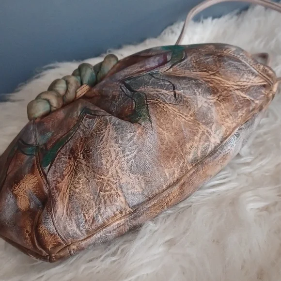 Vintage Jane Yoo Unique Hand  Painted Leather Crossbody - Picture 7 of 16